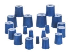 Neoprene stoppers, pk/10, bottom 17mm dia, top 20mm dia, height 26mm