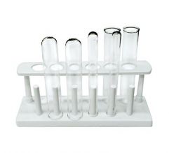 Test tube rack, polypropylene, 6 holes/6 pegs, white - Haines Educational