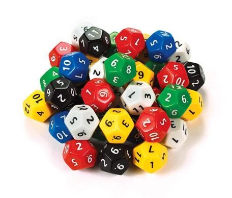 Dice, twelve sided, numbered, jar/40 - Haines Educational